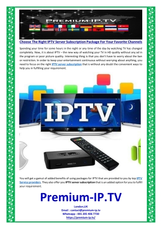 Choose The Right IPTV Server Subscription Package For Your Favorite Channels