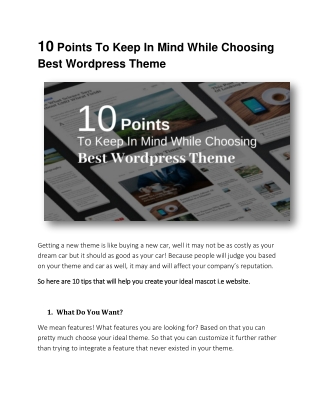 10 Points To Keep In Mind While Choosing Best Wordpress Theme
