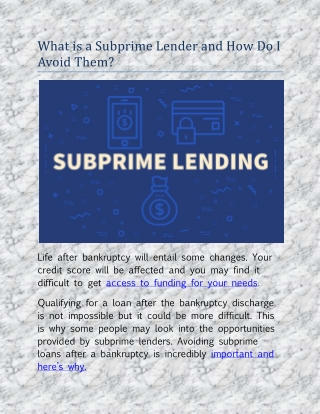 What is a Subprime Lender and How Do I Avoid Them?