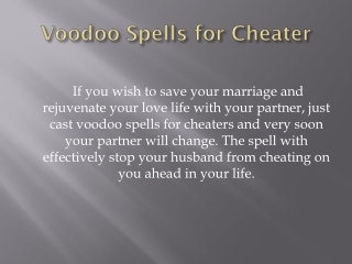 Voodoo Spells for Cheater Husband and Boyfriend