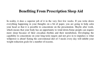 Benefiting From Prescription Sleep Aid