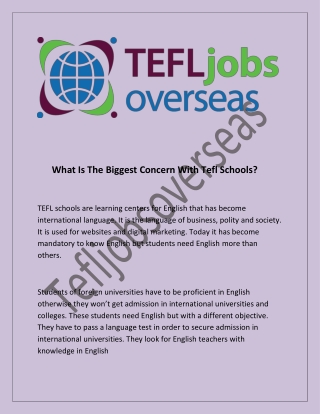 What Is The Biggest Concern With Tefl Schools?