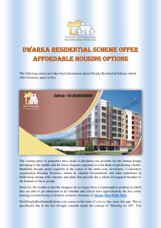 Dwarka Residential Scheme Offer Affordable Housing Options