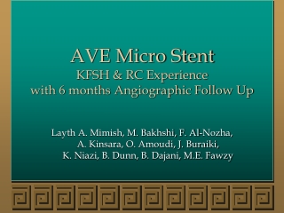 AVE Micro Stent KFSH &amp; RC Experience with 6 months Angiographic Follow Up