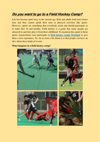 Field Hockey Camp at Move Sports