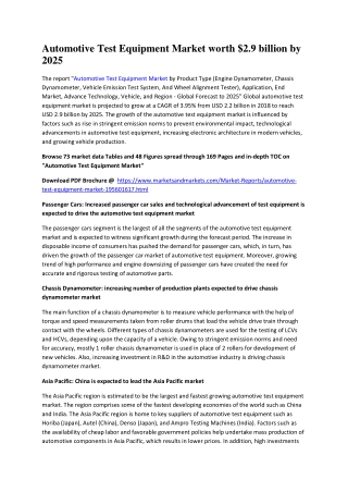 Automotive Test Equipment Market worth $2.9 billion by 2025