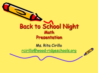 Back to School Night Math Presentation