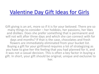 Valentine Day Gift Ideas for Girls