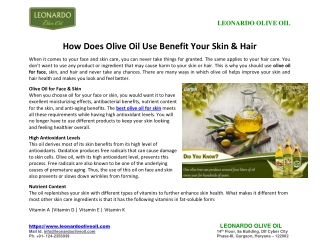 How Does Olive Oil Use Benefit Your Skin & Hair