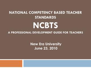 National Competency Based Teacher Standards NCBTS A Professional Development Guide for Teachers