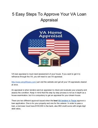 5 Easy Steps To Approve Your VA Loan Appraisal