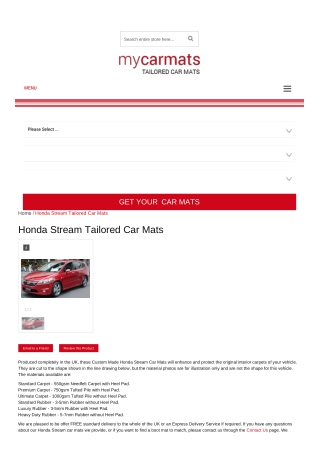 Tailored Honda Stream Car Mats – Custom Car Mats | Rubber Car Mats