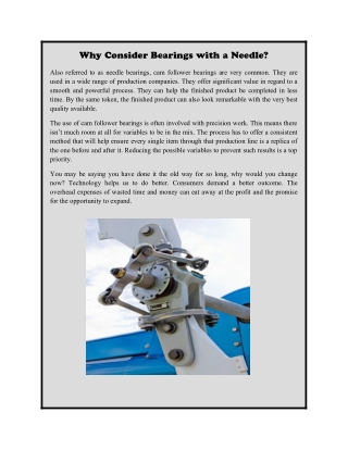 Why Consider Bearings with a Needle?