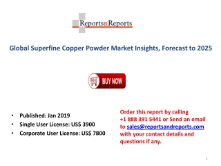 Superfine Copper Powder Market Developments and Analytical Data, Shares, Forecast to 2025