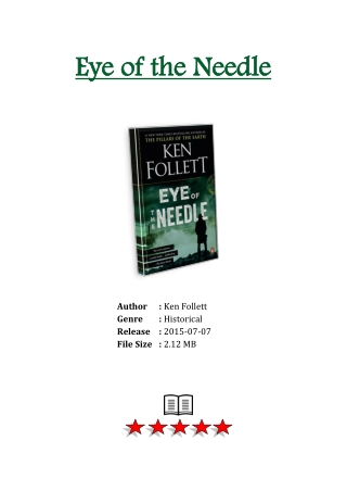 [Free] PDF Download and Read Online Eye of the Needle By Ken Follett