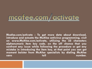 MCAFEE.COM/ACTIVATE- MCAFEE ONLINE ANTIVIRUS PRODUCT