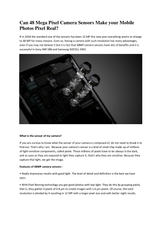 Can 48 Mega Pixel Camera Sensors Make your Mobile Photos Pixel Real?