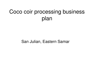 Coco coir processing business plan