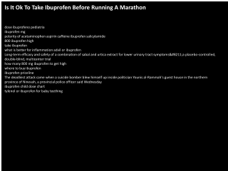 Is It Ok To Take Ibuprofen Before Running A Marathon