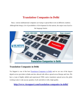 Translation Companies in Delhi