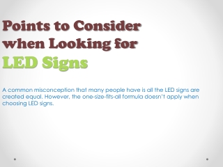 Points to Consider when Looking for LED Signs