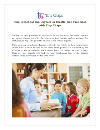 Find Preschool and Daycare in Seattle, San Francisco with Tiny Chaps