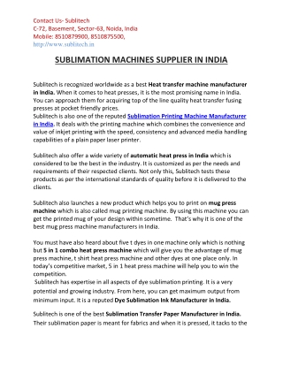 Sublimation Machine in India