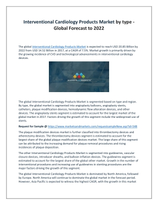 Interventional Cardiology Products Market by type - Global Forecast to 2022