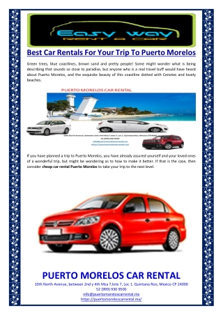 Best Car Rentals For Your Trip To Puerto Morelos