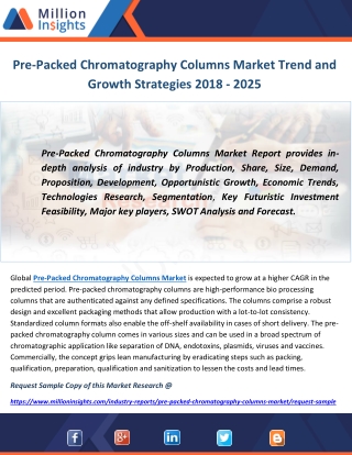 Pre-Packed Chromatography Columns Market Trend and Growth Strategies 2018 - 2025