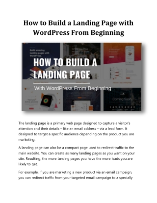 How to Build a Landing Page with WordPress From Beginning