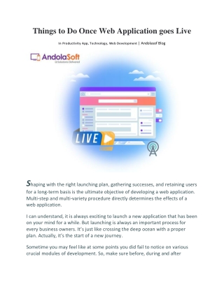 Things to Do Once Web Application goes Live - Andolasoft