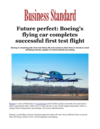 Future perfect: Boeing's flying car completes successful first test flight