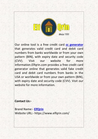 CC Generator | Elfqrin.com