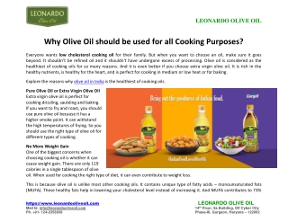 Why Olive Oil Should be Used for All Cooking Purposes?