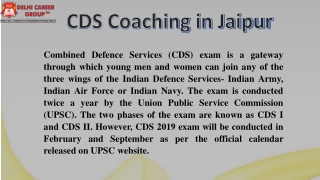 CDS Coaching in Jaipur