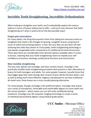 Invisible Teeth Straightening, Incredible Orthodontists
