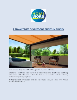 7 Advantages of Outdoor Blinds - Outdoor Blinds Specialists Sydney