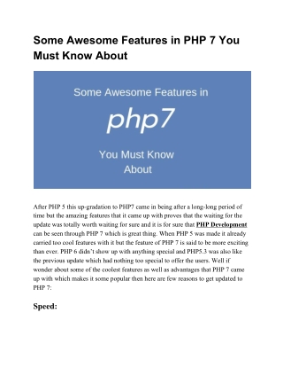 Some Awesome Features in PHP 7 You Must Know About