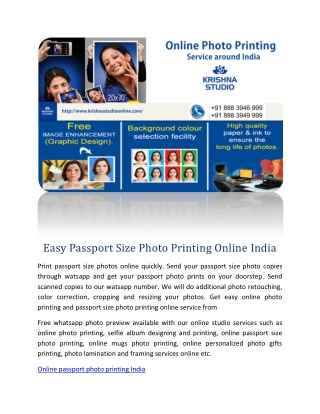 Easy Passport Size Photo Printing Online India