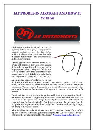 IAT PROBES IN AIRCRAFT AND HOW IT WORKS