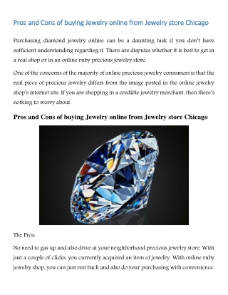 Pros and Cons of buying Jewelry online from Jewelry store Chicago