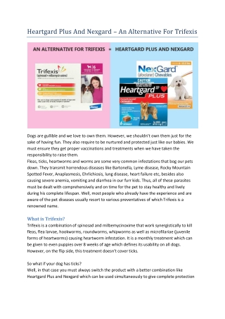 Heartgard Plus And Nexgard – An Alternative For Trifexis