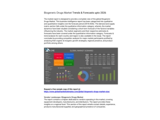 Biogeneric Drugs Market Trends & Forecasts upto 2026