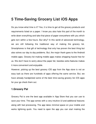 5 Time-Saving Grocery List iOS Apps