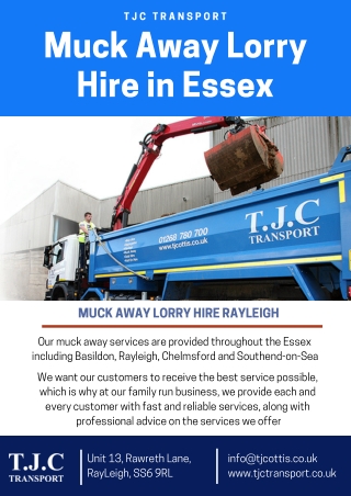 Muck Away Lorry Hire in Essex - TJC Transport