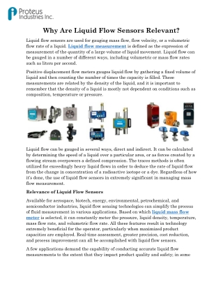 Why Are Liquid Flow Sensors Relevant?