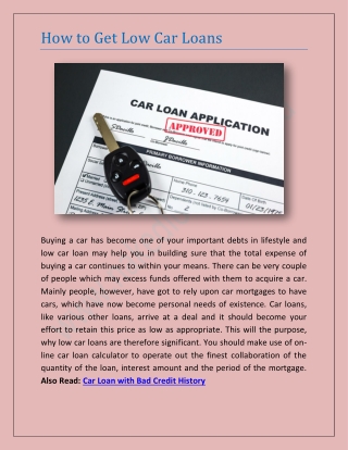 How to Get Low Car Loans