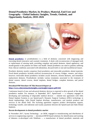 Dental Prosthetics Market, Industry Insights, Trends, Outlook, and Opportunity Analysis, 2018–2026