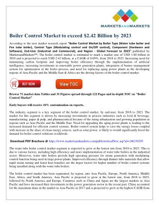 Boiler Control Market to exceed $2.42 Billion by 2023